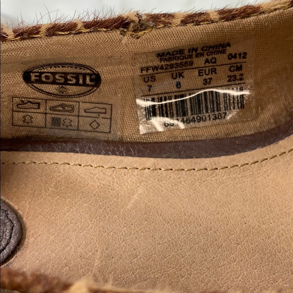 🎉Fossil Maddox Giraffe print Pony Hair block heel - Picture 6 of 8